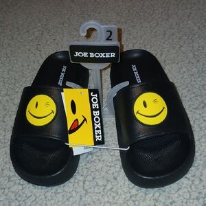 Joe Boxer Black Slides with Yellow Smiley sz.2